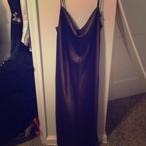 Scoop neck satin slip dress